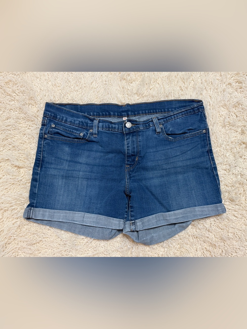 Levi's size 32 Dark Blue Rolled-Hem Denim Shorts